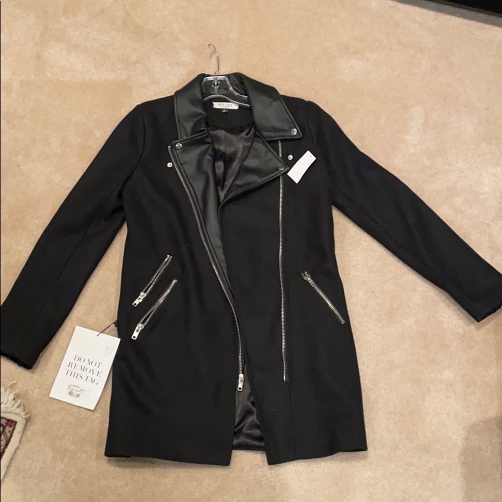 Wyatt Collection Leather Collar Coat